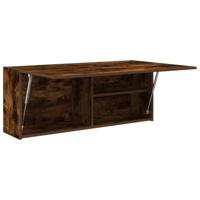 Badkamerwandkast 100x25x40 cm bewerkt hout gerookt eikenkleurig - thumbnail