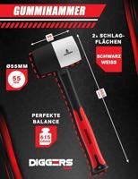 Diggers Rubber Hammer | Rubberen Hamer | Zwart/Wit - DIG999 - thumbnail