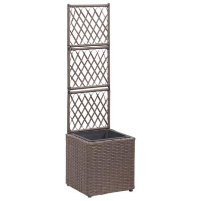 VidaXL Latwerkplantenbak verhoogd met 1 pot 30x30x107 cm rattan bruin VidaXL Latwerkplantenbak verhoogd met 1 pot 30x30x107 cm rattan bruin