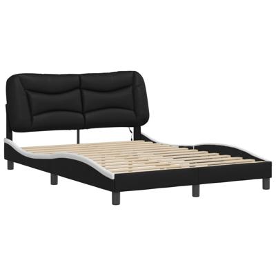 Bedframe met LED-verlichting kunstleer zwart en wit 120x200 cm