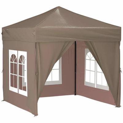 Partytent inklapbaar met zijwanden 2x2 m taupe Partytent inklapbaar met zijwanden 2x2 m taupe