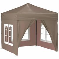 VidaXL Partytent inklapbaar met zijwanden 2x2 m taupe - thumbnail