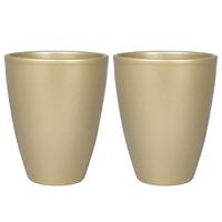 Floran Bloempot - parelgoud - keramiek - 13 x 17 cm - Plantenpotten - thumbnail