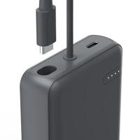 Hama Power Pack Travel met kabel 10000mAh 2 uitgangen:2x USB-C Powerbank Grijs - thumbnail
