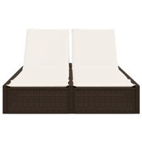 Ligbed 2-persoons met kussens poly rattan bruin - thumbnail