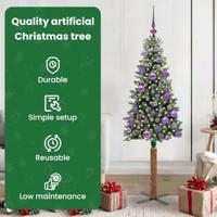 VidaXL Slanke kerstboom groen 150 cm pvc en massief dennenhout - thumbnail