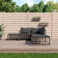 5-delige Loungeset met kussens poly rattan antracietkleurig - thumbnail