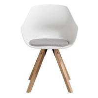Bendt Eetkamerstoel / kuipstoel 'Pelle' met armleuning, kleur Wit / Eiken - thumbnail