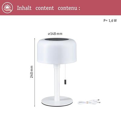 Paulmann 94606 Bartja Tafellamp op zonne-energie 1.6 W Warmwit Wit Paulmann 94606 Bartja Tafellamp op zonne-energie 1.6 W Warmwit Wit