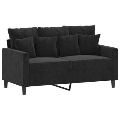 4-delige Loungeset met kussens fluweel zwart