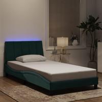 Bedframe met LED-verlichting fluweel donkergroen 100x200 cm - thumbnail