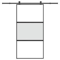 Schuifdeur met beslag 102,5x205 cm gehard glas en aluminium - thumbnail