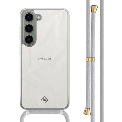 Samsung Galaxy S23 hoesje met grijs koord - Vive la vie
