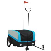 VidaXL Fietstrailer 45 kg ijzer zwart en blauw - thumbnail