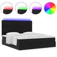 Ottoman bed met matrassen en LED's 180x200cm fluweel zwart - thumbnail