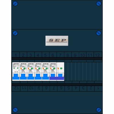 SEP 4 groepenkast 4 aardlekautomaten 16A 30mA + kookgroep 2x16A 30mA 1rij