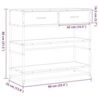 Wandtafel 90x35x80 cm bewerkt hout gerookt eikenkleurig - thumbnail