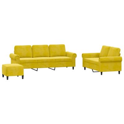 3-delige Loungeset met kussens fluweel geel - thumbnail