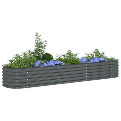 VidaXL Plantenbak verhoogd 320x80x44 cm gegalvaniseerd staal grijs VidaXL Plantenbak verhoogd 320x80x44 cm gegalvaniseerd staal grijs