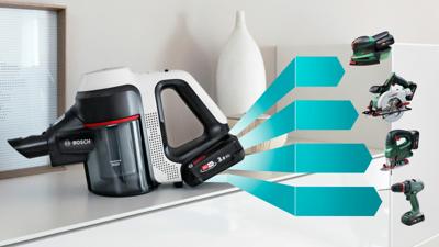 Bosch BBS711W steelstofzuiger & elektrische bezem Zakloos 0,3 l Zwart, Roestvrijstaal, Wit - thumbnail