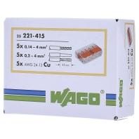 Wago lasklem 221-415 hevelklem 5 draden voor soepele en massieve draad van 0.14 tot 4mm² - thumbnail