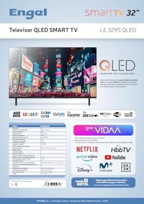 Engel LE3295QLED, Smart-TV, 81,3 cm (32 inch), HD QLED, nano-lichtemissiekristallen, Dolby Audio, 2 HDMI, 2 USB, DVB-T2/S2/C, Time-Shift-functie en PVR