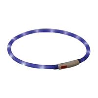 Trixie lichtgevende halsband hond usb siliconen oplaadbaar royal blauw - thumbnail