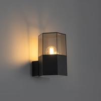 QAZQA Buiten wandlamp zwart met smoke glas zeshoek IP44 - Denmark - thumbnail