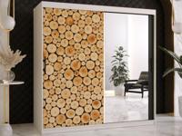 Kledingkast SOSNY 2 schuifdeuren 180 cm mat wit met spiegel - thumbnail