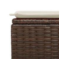 Tuinkruk met kussen 55x55x37 cm poly rattan bruin - thumbnail