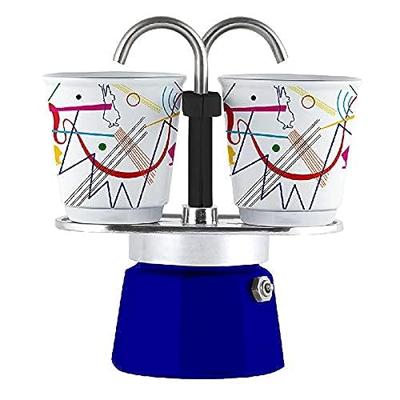 Italiaanse koffiezetset + 2 kopjes - BIALETTI - Mini-express KANDINSKY - 100 ml - Roestvrij staal / Blauw Italiaanse koffiezetset + 2 kopjes - BIALETTI - Mini-express KANDINSKY - 100 ml - Roestvrij staal / Blauw