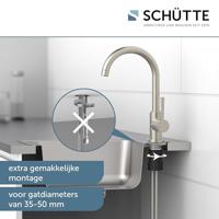 CORNWALL ééngreepsmengkraan keuken met ronde uitloop, roestvrij staal-look elegante kraan met hoge ronde uitloop en draaibereik 360° energiebesparing door cold start functie keramische schijven - thumbnail