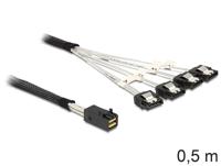 Delock HDD Aansluitkabel [1x Mini-SAS-bus (SFF-8643) - 4x SATA-stekker 7-polig] 0.50 m Zwart - thumbnail