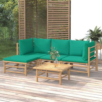 5-delige Loungeset met kussens bamboe groen