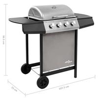 VidaXL Gasbarbecue met 4 branders zwart en zilverkleurig - thumbnail
