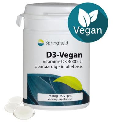Springfield D3-Vegan-75 vitamine D3 75 mcg 90 Softgels