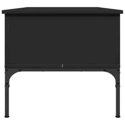 Salontafel 100x50x45 cm bewerkt hout en metaal zwart Salontafel 100x50x45 cm bewerkt hout en metaal zwart
