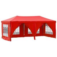 Partytent inklapbaar met zijwanden 3x6 m rood - thumbnail