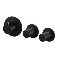 Black Carving thermostatische inbouw badkraan SET 01 met badvulcombinatie, handdouche en doucheslang mat zwart - thumbnail