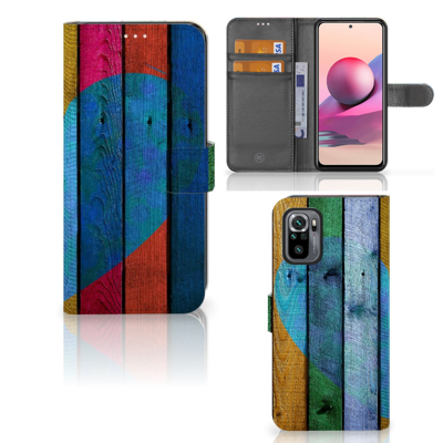 Xiaomi Redmi Note 10S | 10 4G | Poco M5s | Book Style Case | Wood Heart - Cadeau voor je Vriend Xiaomi Redmi Note 10S | 10 4G | Poco M5s | Book Style Case | Wood Heart - Cadeau voor je Vriend
