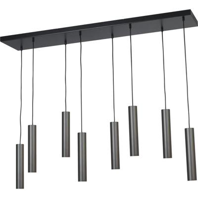 Masterlight Zwarte eetkamer hanglampRun 8-lichts cilinders gunmetal - 2381-05-05-130-25-8