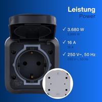 REV 0004030400 Wandontactdoos met klapdeksel Compleet AquaStorm Lichtgrijs, Zwart 1 stuk(s) - thumbnail