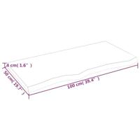 Wastafelblad 100x50x(2-4) cm behandeld massief hout donkerbruin - thumbnail