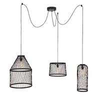 QAZQA Landelijke buiten hanglamp zwart rotan 3-lichts - Calamus - thumbnail