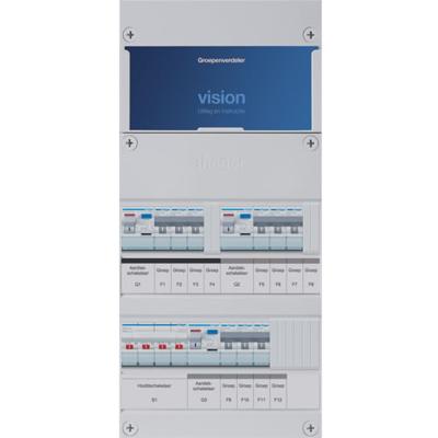 9 Groepenkast Hager VKG333L 9-groepenverdeler met hoofdschakelaar 3x ALS 2-polig 30mA 3-fase
