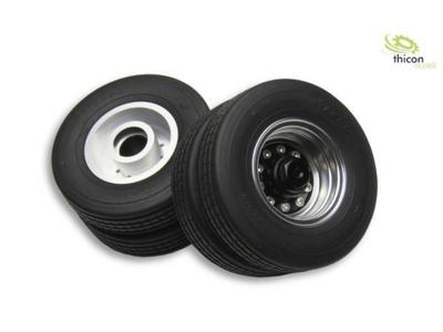Thicon Models 1:14 Truck-oplegger Complete wielen Massief rubber, Aluminium 30 mm On-Road Euro-Optik Zilver 2 stuk(s) Thicon Models 1:14 Truck-oplegger Complete wielen Massief rubber, Aluminium 30 mm On-Road Euro-Optik Zilver 2 stuk(s)