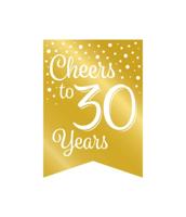 Verjaardagsslinger Vaandel 30 jaar Goud/Wit (6m) - thumbnail