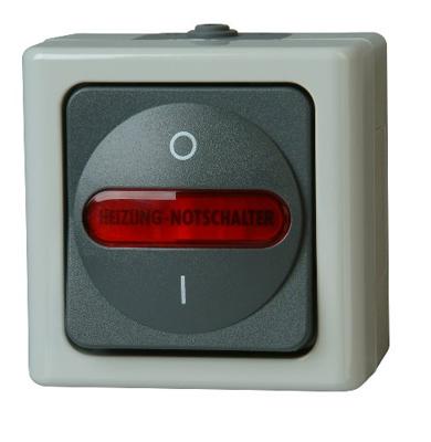 Kopp 562356009 BlueElectric Compleet Verwarmingsnoodschakelaar spatwaterdicht Grijs 1 stuks 1 stuk(s)