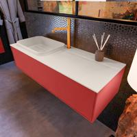 Badkamermeubelset Mondiaz Erin 120 cm met 1 Lade met RIDGE Wastafel Links Linen met 1 kraangat Greeploos Mat Fire - thumbnail