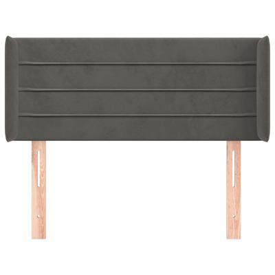 Hoofdbord met randen 163x16x118/128 cm fluweel donkergrijs - thumbnail